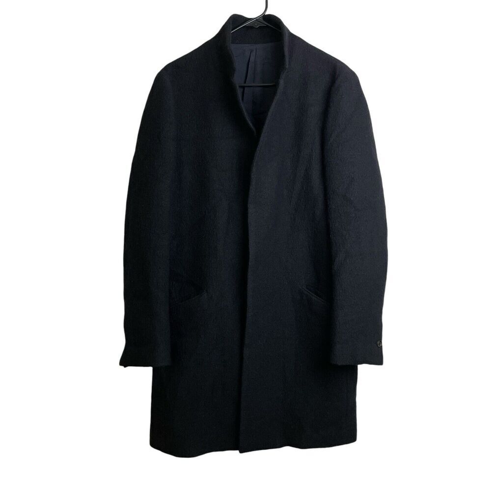 Kuro Japan Wool Coat Size 2 Black Large Pockets Unisex Button Up Japanese Cupro